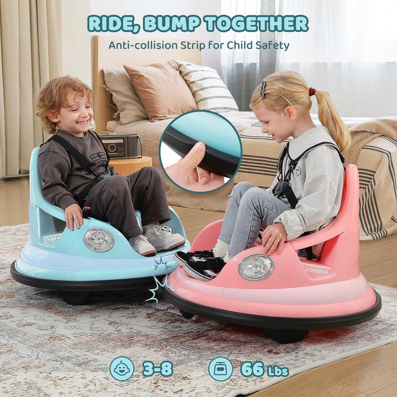 12V Kids Bumper Car – 360° Spin, Remote, Lights