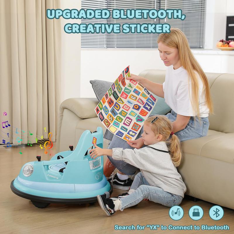 12V Kids Bumper Car – 360° Spin, Remote, Lights