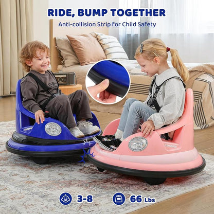 12V Kids Bumper Car – 360° Spin, Remote, Lights